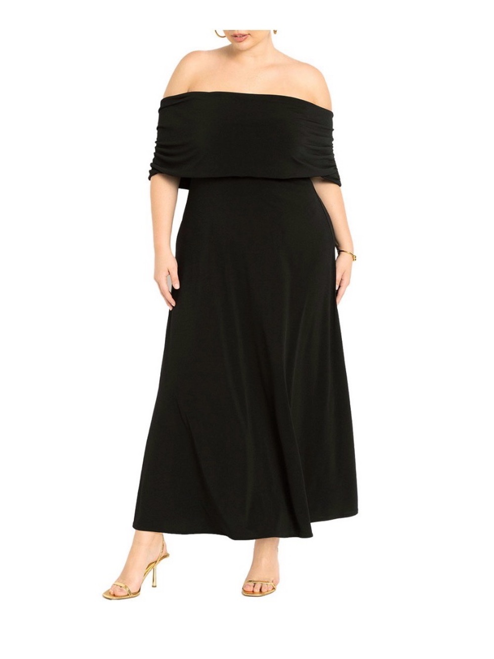 Eloquii Off-Shoulder Black Maxi Dress